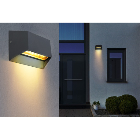 Vonkajšie svietidlo, hliník antracit, sklo priehľadné, svieti smerom dole, IP54, ŠxV:150x100, H:55, 1