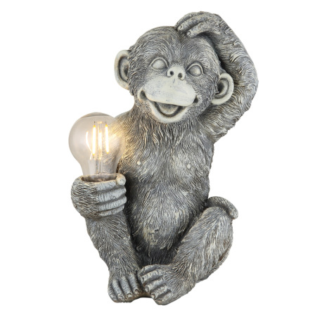 Solárne svietidlo, plast sivý matný, plast číry, vypínač, batéria AAA 300mAh 1,2V, IP44, opica, DxŠx 12