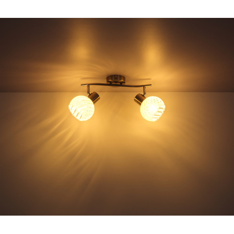 Nástenné svietidlo, nikel, sklo priehľadné biele, DxŠxV: 360x190x192, bez žiaroviek 2xE27, max. 40W 20