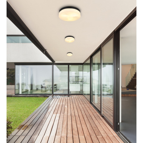 Vonkajšie svietidlo hliník čierny matný, sklo biele, IP44, ø: 300mm, V: 65mm, bez žiaroviek 3xE27 IL 1