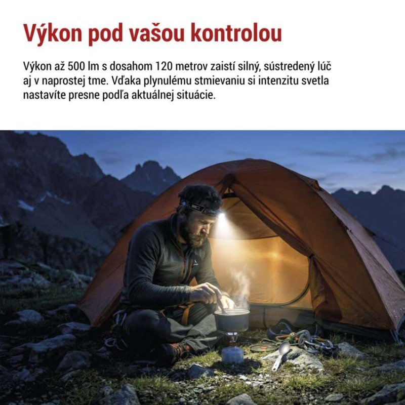 LED nabíjacia čelovka P3544, 500 lm, Li-Ion 800 mAh 5