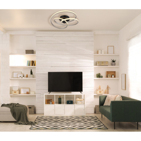 Stropné svietidlo, kov čierny, hliník nikel, plast biely, ø: 500mm, H: 160mm, vrátane LED 40W 230V, 6