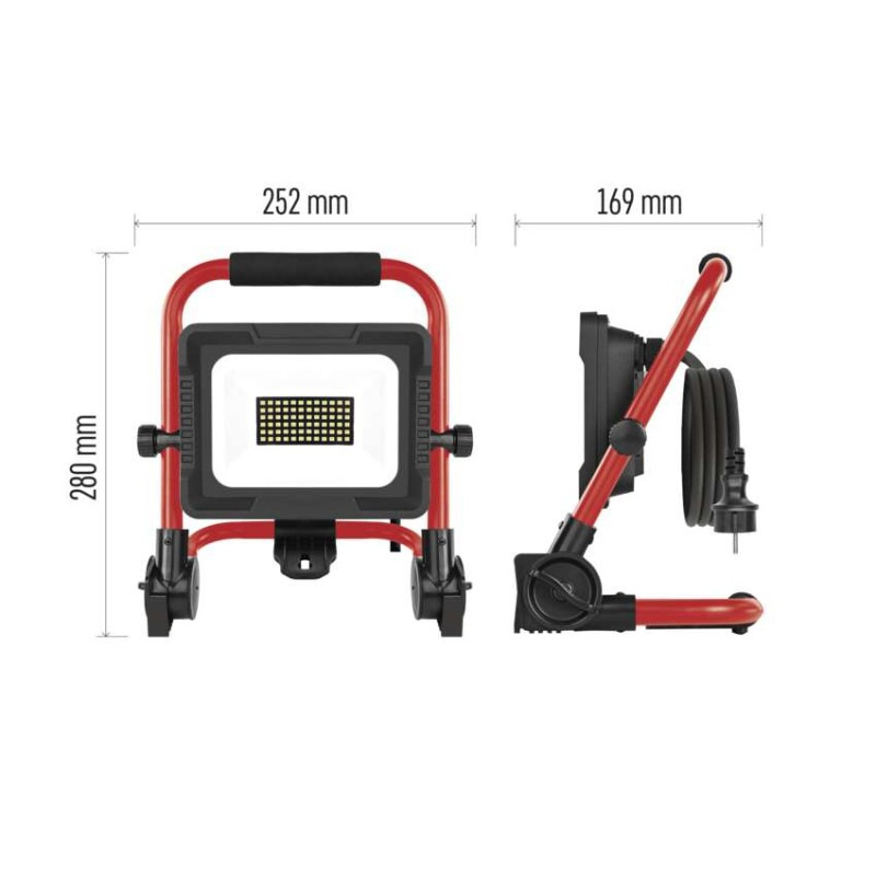 LED reflektor ELION 30W, červeno-čierny, IP65, 4800 lm, neutrálna biela 4