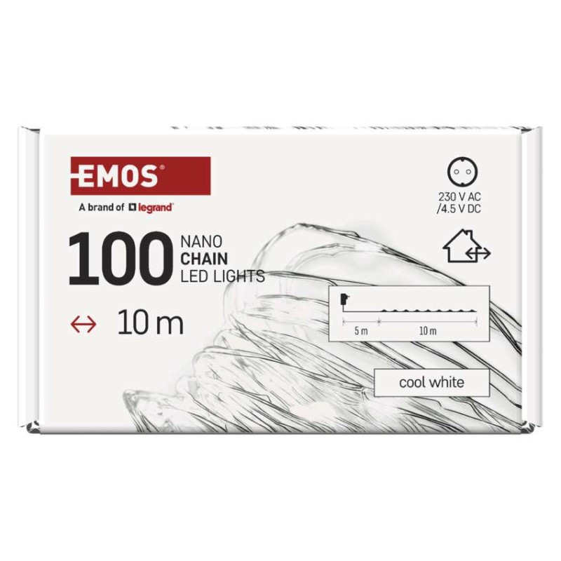 LED vianočná nano reťaz strieborná, 10 m, vonkajšia aj vnútorná, studená biela, časovač 8