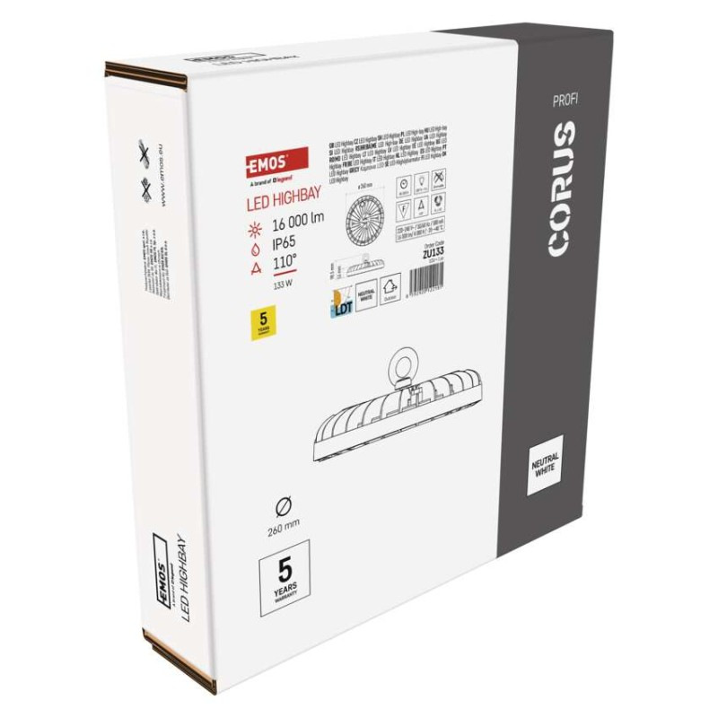 LED priemyselné závesné svietidlo HIGHBAY CORUS 133W 10