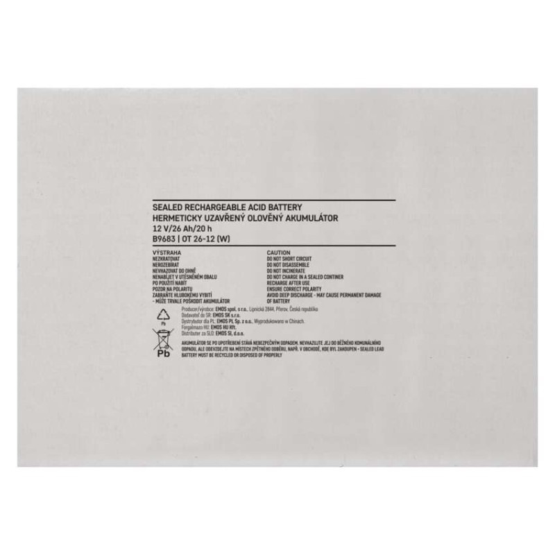 Bezúdržbový olovený akumulátor 12 V/26 Ah L2 3