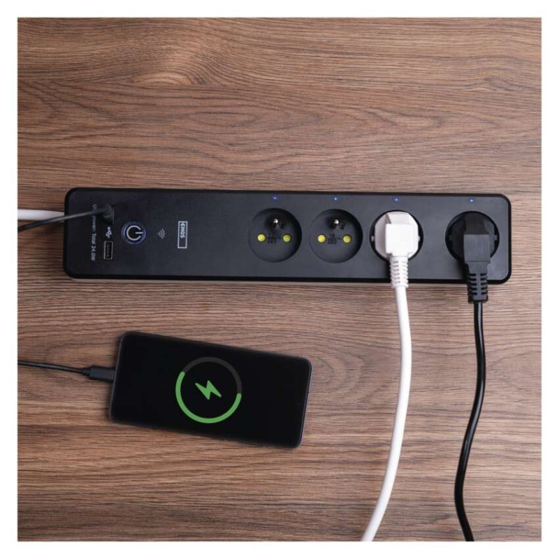 GoSmart predlžovací kábel 2 m / 4 zásuvky / s vyp. / s USB / biely-čierny / PVC / 1,5 mm2 14