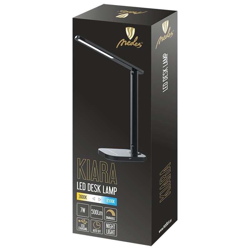 LED stolná lampa KIARA 7W stmievateľná s USB + nočné svetlo + časovač - DL4304/B 4