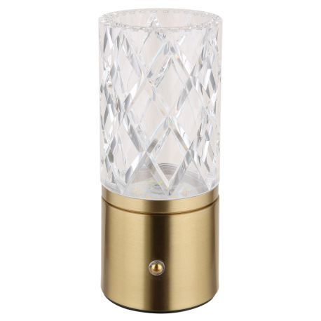 Nabíjateľná stolová lampa, kov mosadz, akryl číry, kábel PVC čierny, dotykové zapnutie/vypnutie, stm 13