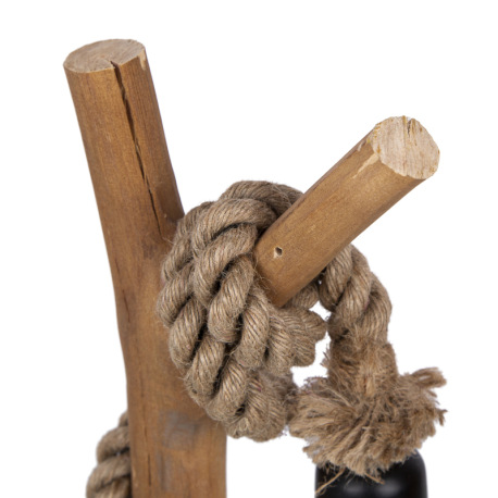 Stolná lampa, drevo prírodnej farby, čierny kov, konope, eukalyptové drevo, prirodzene pestované, ø: 6