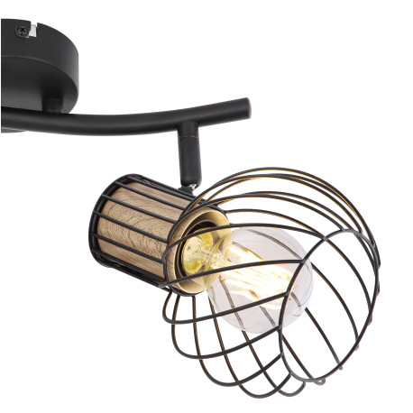 Nástenné svietidlo, kov čierny, kov imitácia dreva, DxŠxV:295x230x185, bez žiaroviek 2xE27, max. 40W 14