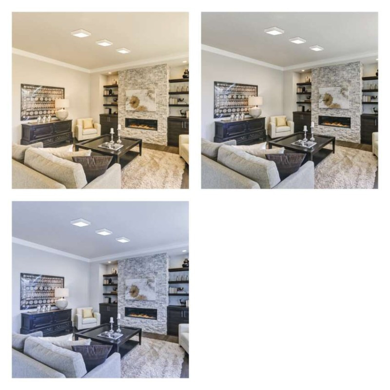 LED prisadené svietidlo, štvorec, biele, 12,5W, CCT 4