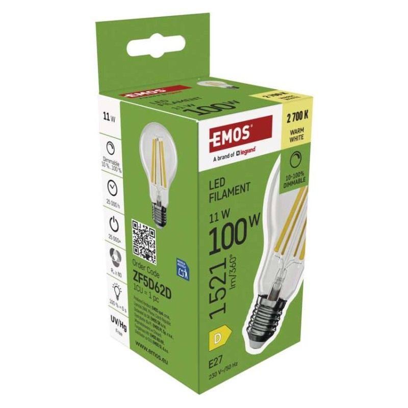 LED žiarovka Filament A60/ E27 / 11 W (100 W) / 1 521 lm / teplá biela / stmievateľné 7