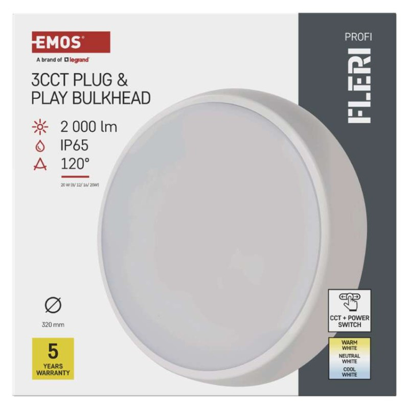 LED prisadené svietidlo FLERI, kruhové 20W, so zmenou CCT 6
