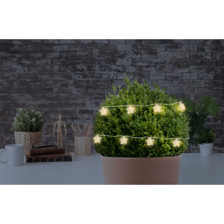 LED svetelná reťaz, kov strieborný, akryl satinovaný, vzdialenosť medzi svetielkami 10cm, napájací k 9