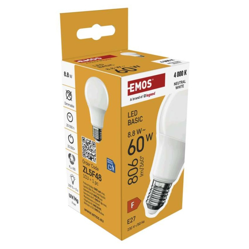 LED žiarovka Basic A60 / E27 / 8,8 W (60 W) / 806 lm / Neutrálna biela 5