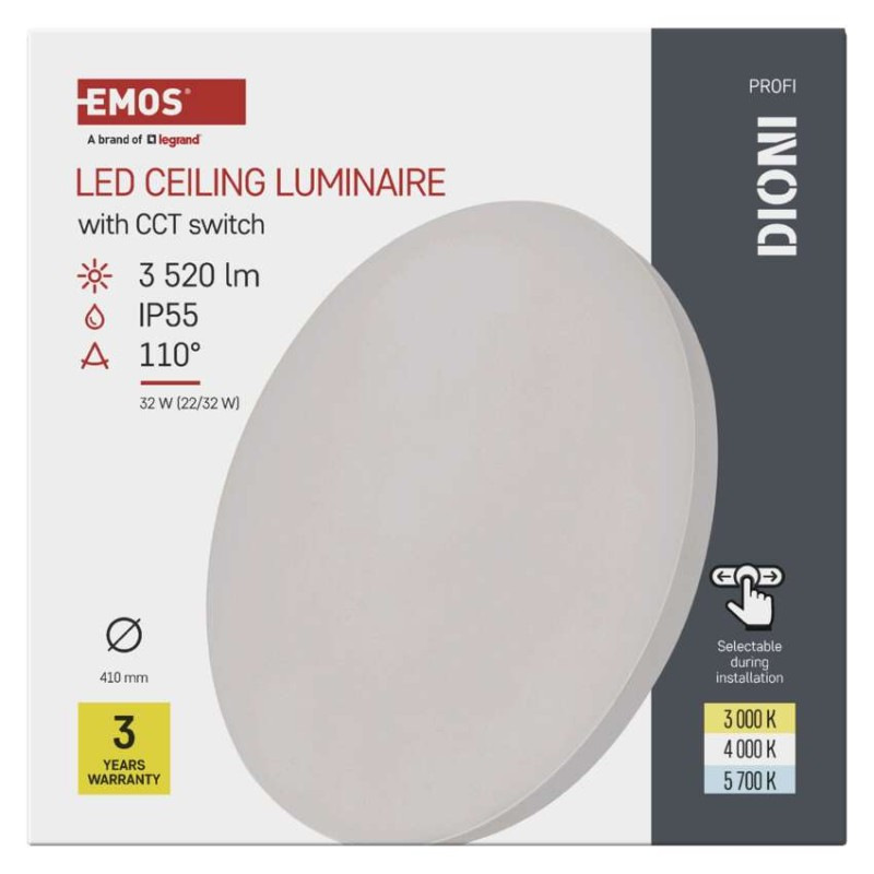 LED prisadené svietidlo DIONI, kruhové, biele, 32W, CCT 8