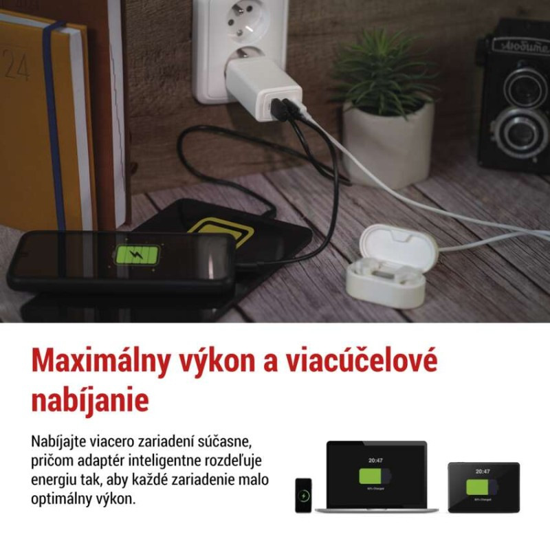 Univerzálny USB adaptér GaN do siete PD 65 W max. 2