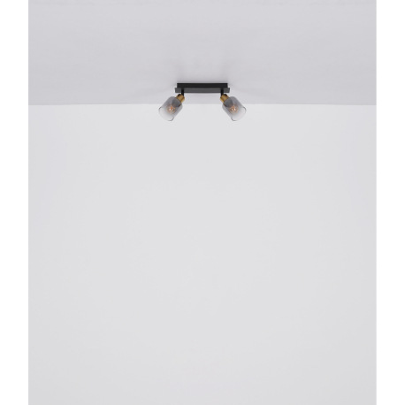 Závesné svietidlo, kov čierny, kov zlatý matný, sklo dymové, priehľadné, kábel PVC čierny, možnosť s 19