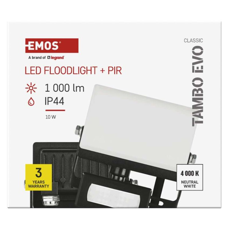 LED reflektor TAMBO EVO so senzorom pohybu, 10 W, 1000 lm, IP65, čierny 4