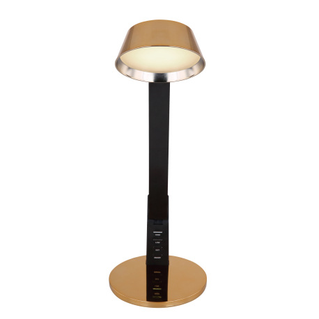 Stolová lampa, kov zlatý, čierny plast, pripojenie USB, stmievateľné, fixácia farieb, dotykové zapnu 3