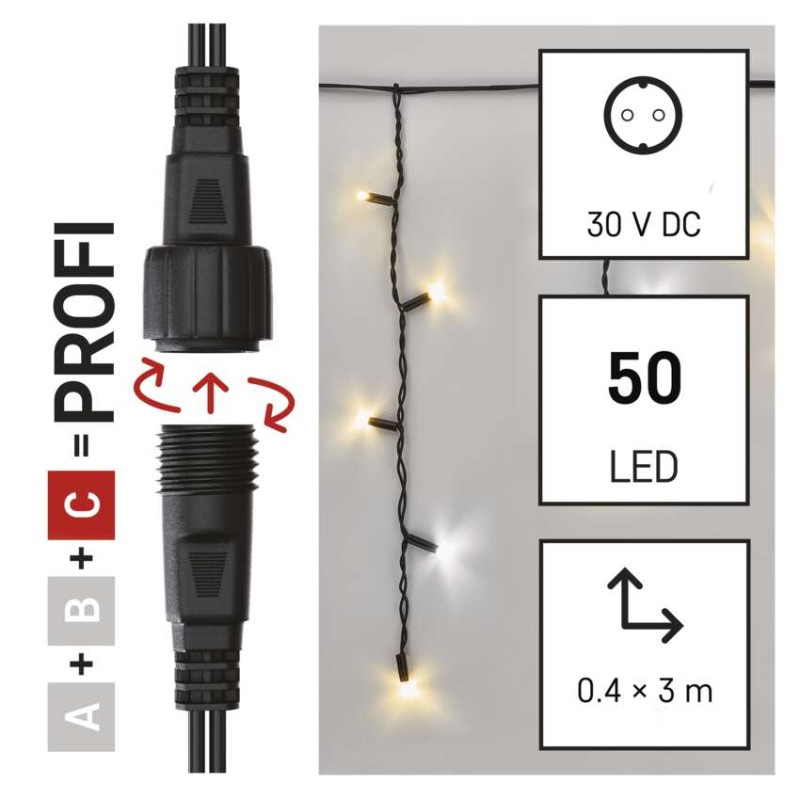 Profi LED spojovacia reťaz preblikávajúca – cencúle, 3 m, vonkajšia, teplá/studená biela 1