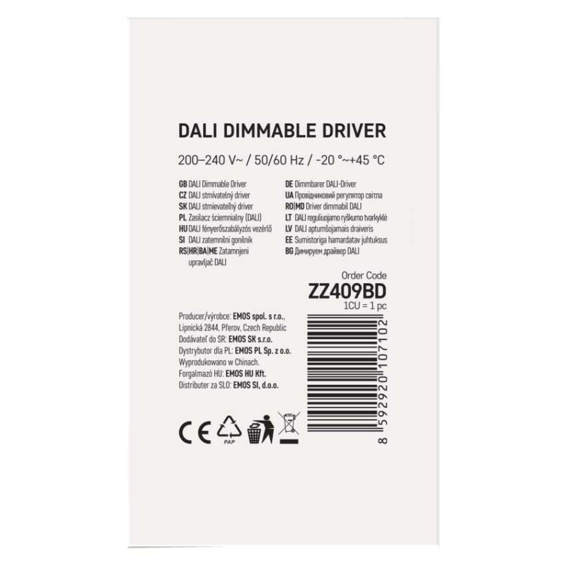 DALI Driver pre LED svietidla CC 1050mA 40W 2