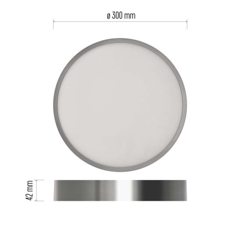 LED prisadené svietidlo, kruhové, strieborné, 28,5W, CCT 2