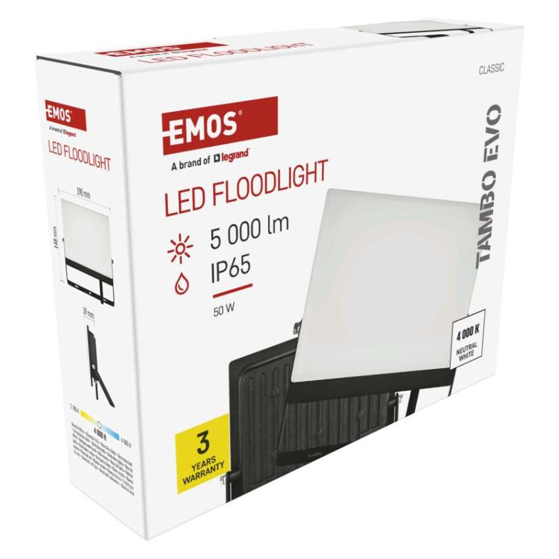 LED reflektor TAMBO EVO, 50 W, 5000 lm, IP65, čierny 13