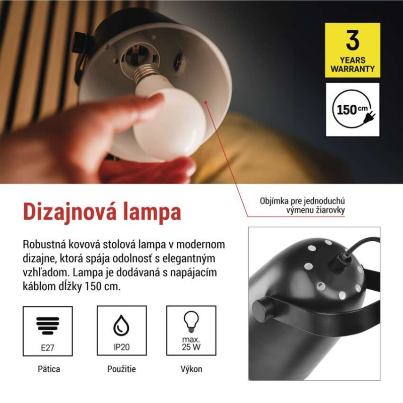 Stolná lampa NINA, čierna 5