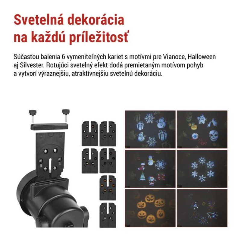 Dekoratívny LED projektor – 6 motívov, pre exteriér aj interiér 3