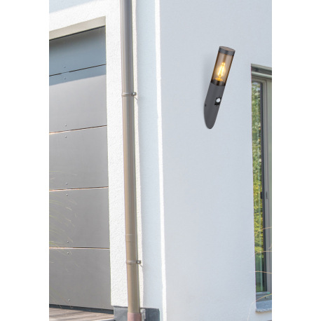 Vonkajšie svietidlo z nehrdzavejúcej ocele antracitovej farby, plast dymovej farby, smer svetla: nah 9