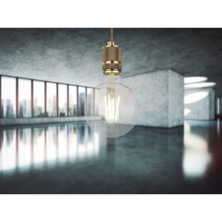 LED žiarovka, kov strieborný, sklo priehľadné, Globe, stmievateľné, Ø 95, V: 140, 1xE27 LED 7W 230V, 1