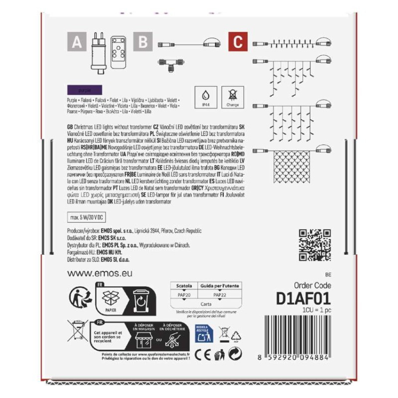 Standard LED spojovacia vianočná reťaz, 10 m, vonkajšia aj vnútorná, fialová 12