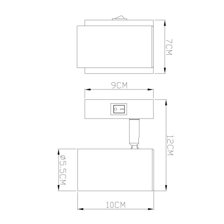 Nástenné svietidlo, kov zlatý brúsený, kolískový vypínač, ŠxV: 70x100mm, H: 130mm, bez žiarovky 1x G 4