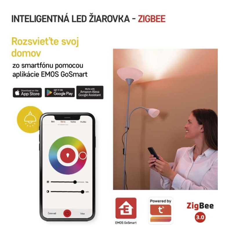 LED žiarovka GoSmart MR16 / GU10 / 4,8 W (35 W) / 400 lm / RGB / stmievateľná / Zigbee 3