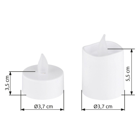 Dekoratívne svietidlo, plast biely/satinovaný, vypínač, efekt ohňa, vrátane bat. 1xCR2032 210mAh, sa 18