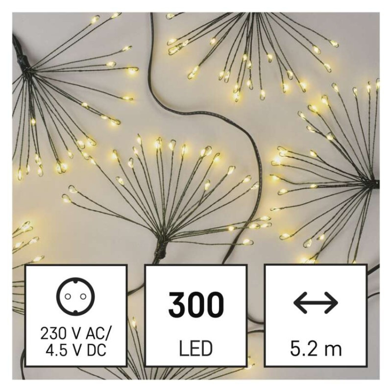 LED svetelná reťaz – svietiace trsy, nano, 5,2 m, vnútorná, teplá biela, časovač 1