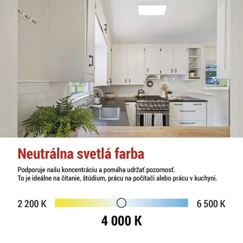LED prisadené svietidlo FLORI štvorcový, biele, 18W, neutrálna biela 6