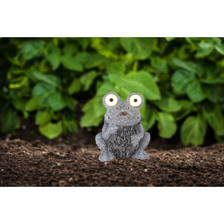 Solárne svietidlo, plast sivý, žaba, IP44, akumulátor AA 200mAh 1,2V, DxŠxV:170x140x210, vrátane 2xL 6