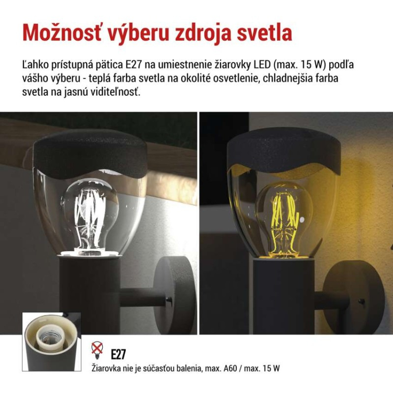 Záhradné nástenné svietidlo ARTEO, senzor súmraku, 16,4 x 12 x 29,5 cm, 1 x E27, 15 W 4