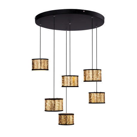 Závesné svietidlo, čierny kov, sklo, krištále plastové priehľadné, čierne sklo so zlatou fóliou, Ø56 2