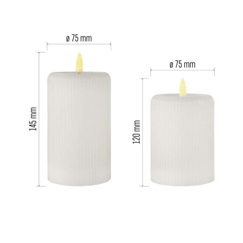 LED dekorácia – 2x vosková sviečka s realistickým plameňom, 4x AA, teplá biela, časovač 3