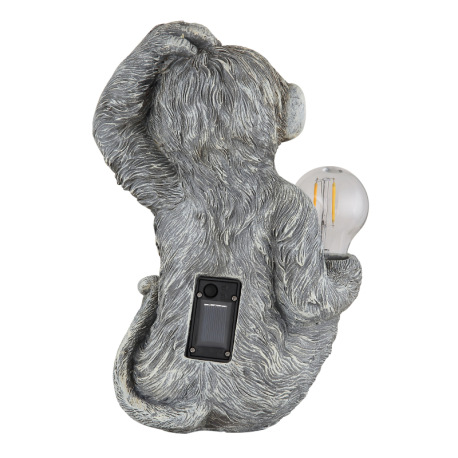 Solárne svietidlo, plast sivý matný, plast číry, vypínač, batéria AAA 300mAh 1,2V, IP44, opica, DxŠx 6