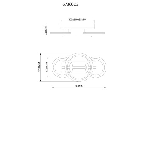 Stropné svietidlo, kov čierny matný, MDF s tmavým dreveným efektom, plast biely, niekoľko úrovní pom 9