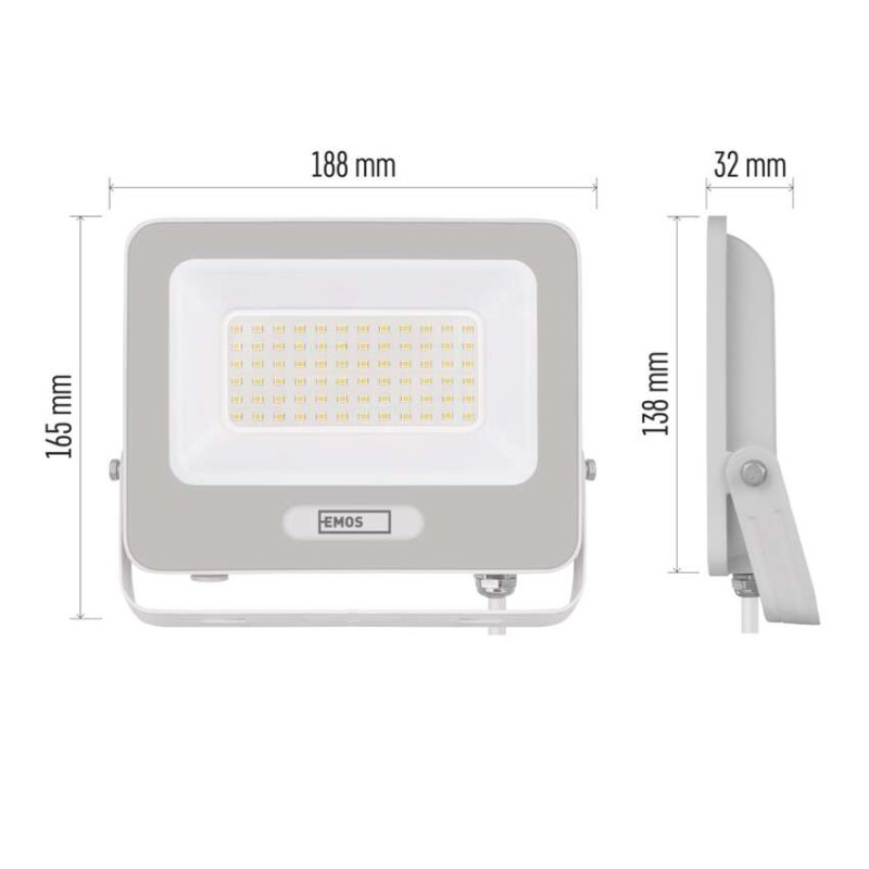 LED reflektor GLARO 50W, biely, IP65, 5000 lm, neutrálna biela 5