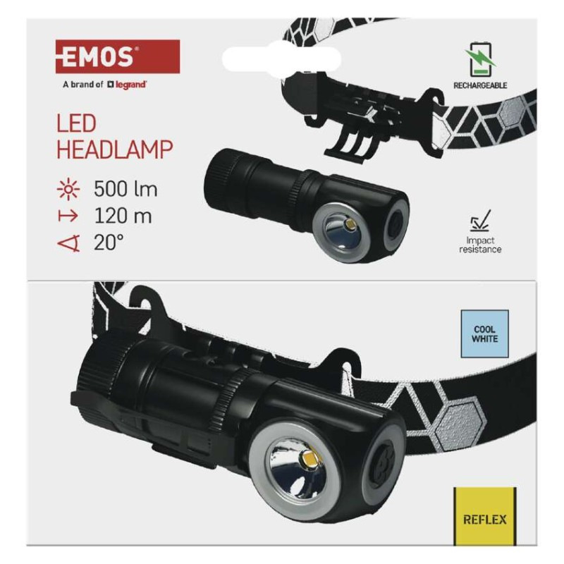 LED nabíjacia čelovka P3544, 500 lm, Li-Ion 800 mAh 1