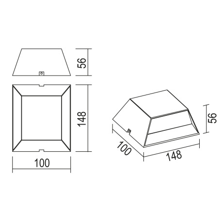 Vonkajšie svietidlo, hliník antracit, sklo priehľadné, svieti smerom dole, IP54, ŠxV:150x100, H:55, 8