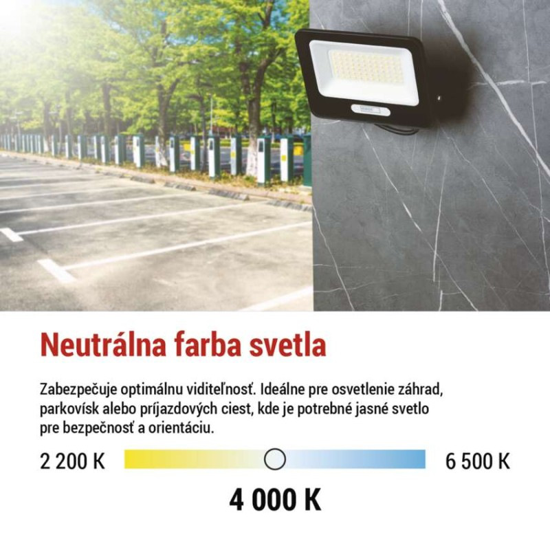 LED reflektor GLARO 50W, čierny, IP65, 5000 lm, neutrálna biela 8