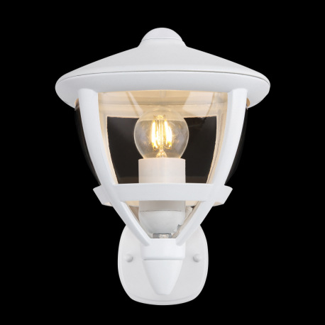 Vonkajšie svietidlo, hliník biely matný, plast priehľadný, smerom hore, IP44, ŠxV:175x235, AL:205, b 9